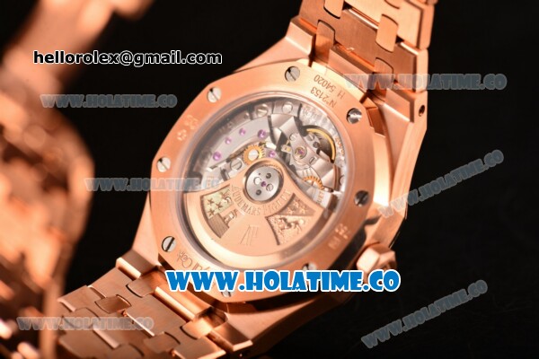 Audemars Piguet Royal Oak Clone AP Calibre 3120 Automatic Full Rose Gold with White Dial and Stick Markers (EF) - Click Image to Close